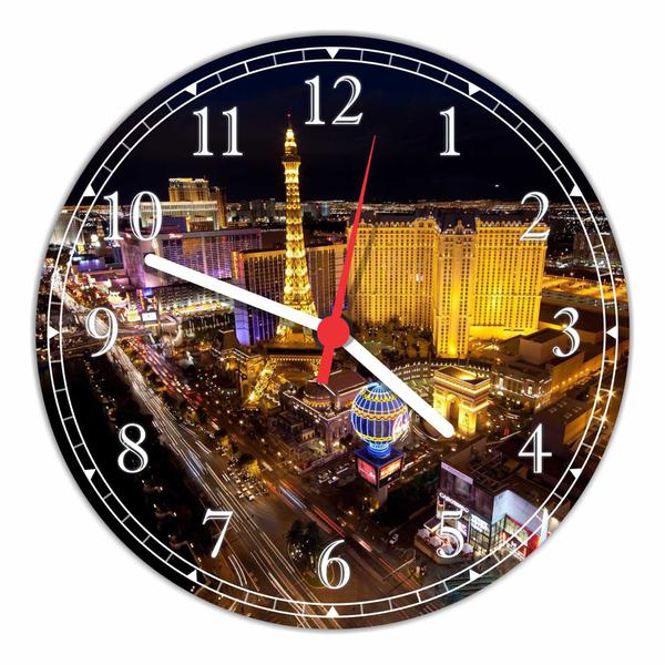 Relógio de Parede Cidade Las Vegas Decoração Quartz - Vital Quadros