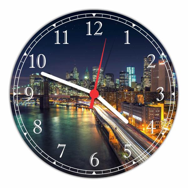 Relógio de Parede Cidade New York Decoração Quartz - Vital Quadros