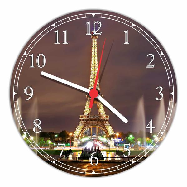 Relógio de Parede Cidade Paris Torre Eiffel Decoração Quartz - Vital Quadros