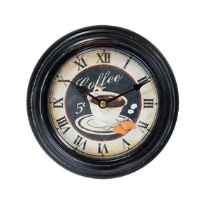 Relógio de Parede Coffe em Metal e Vidro - 23x23 Cm