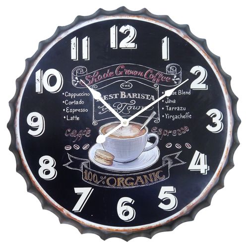 Relógio de Parede Coffee Organic Preto 50cm