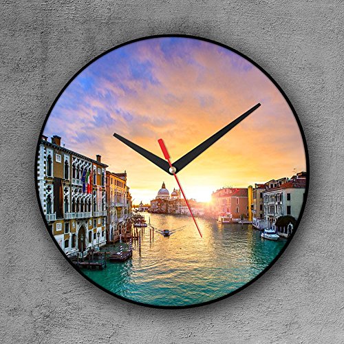 Relógio de Parede Colorido, Decorativo, Criativo e Descolado | Paisagem em Veneza na Itália
