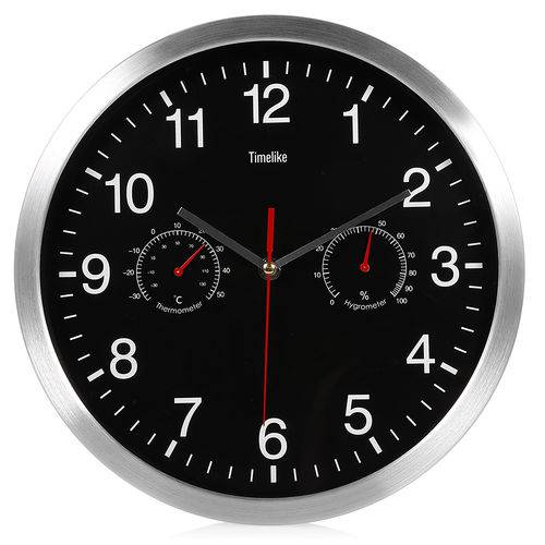 Relógio de Parede com Higrómetro e Termômetro 32Cm