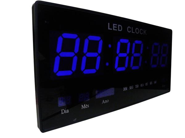 Relogio de Parede com Led Azul Digital Som Data Temperatura (rel-61) - Braslu