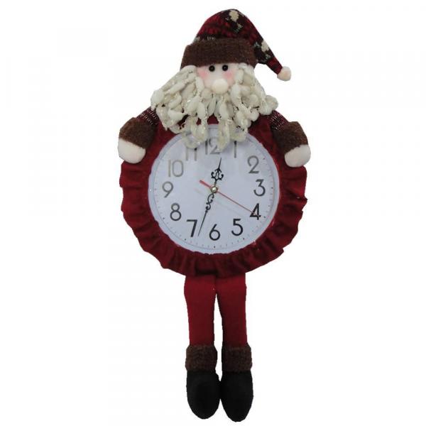 Relógio de Parede com Papai Noel Pelúcia de Luxo com 60cm de Altura CBRN0449 CD0082 - Commerce Brasil