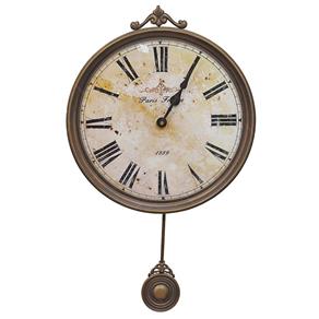 Relógio de Parede com Pêndulo 1889 Oldway - em Metal - 58x36 Cm