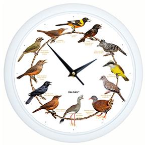 Relógio de Parede com Sons de Aves - Dalgas - Branco - 25cm