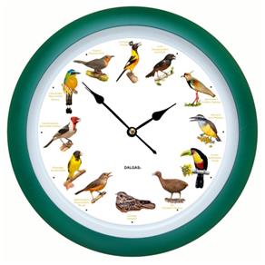 Relógio de Parede com Sons de Aves - Dalgas - Verde - 34cm