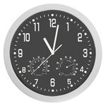 Relógio de Parede com Termômetro e Higrômetro 30Cm Prata - Sottile