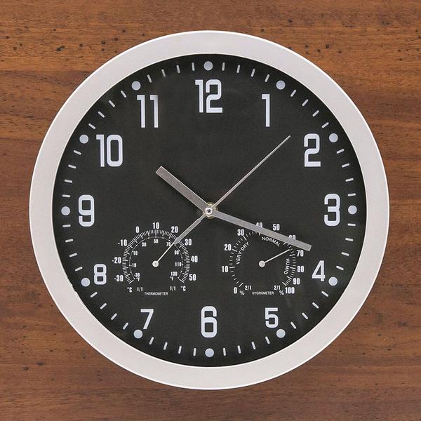 Relógio de Parede com Termômetro e Higrômetro 30cm Prata - Sottile