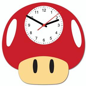 Relógio de Parede Criativo Cogumelo Vermelho Super Mario