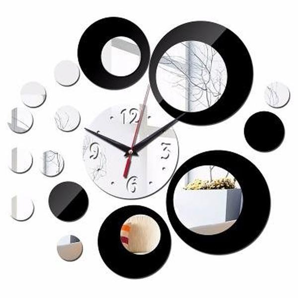 Relógio de Parede Criativo com Espelhos - Preto - Aladimshop