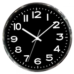 Relógio De Parede Cromado Preto 30 Cm