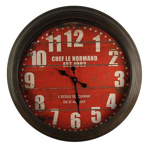 Relógio de Parede de Madeira Natural Vermelho Ø70cm