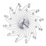 Relógio de parede de metal decorativo moda Diamante Quartz Relógio Interior Silenciosa