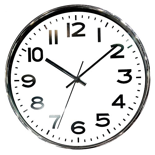 Relógio de Parede de Plástico Cromado Branco 25 Cm - 27574