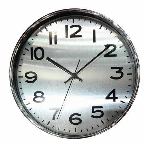 Relógio de Parede de Plastico Cromado Ø25cm