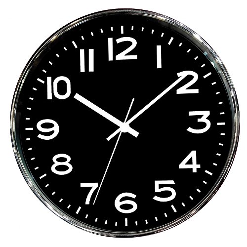 Relógio de Parede de Plástico Cromado Preto 30 Cm - 27578