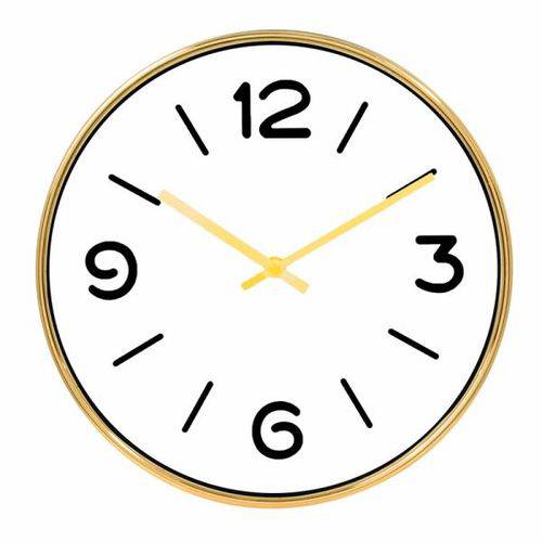 Relógio de Parede de Plastico Dourado Ø25cm