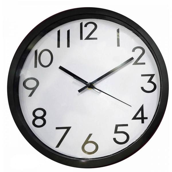Relógio de Parede de Plástico Preto e Branco - Decorafast