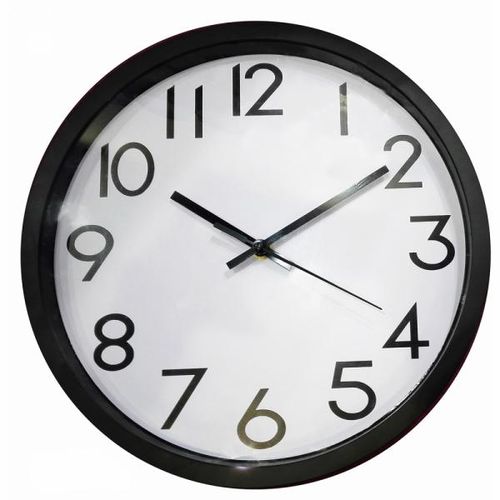 Relógio de Parede de Plástico Preto e Branco