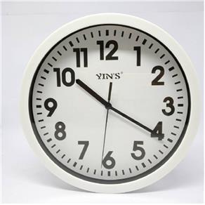 Relógio de Parede de Plástico Redondo Branco Sweep 25cm Yin`s