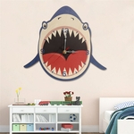 Relógio de parede de tubarão acrílico criativo dos desenhos animados decoração de casa moderna para crianças