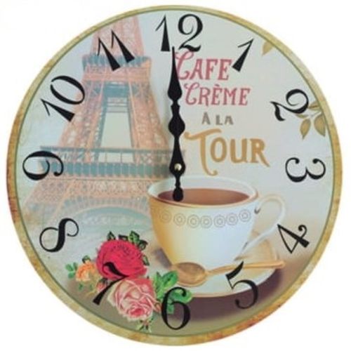 Relógio de Parede Decorativo 34 Cm Retrô Vintage Café Crème