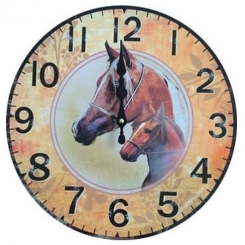 Relógio de Parede Decorativo 34 Cm Retrô Vintage Cavalo