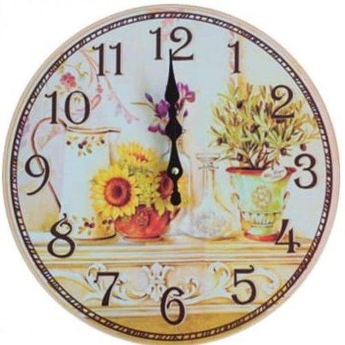 Relógio de Parede Decorativo 34 Cm Retrô Vintage Flores