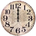 Relógio de Parede Decorativo 34 Cm Retrô Vintage Mapa Mundi