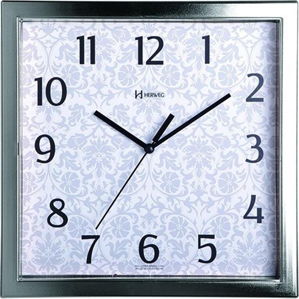 Relógio de Parede Decorativo Analógico Fundo Florido Celan Mecanismo Step Herweg Cromado