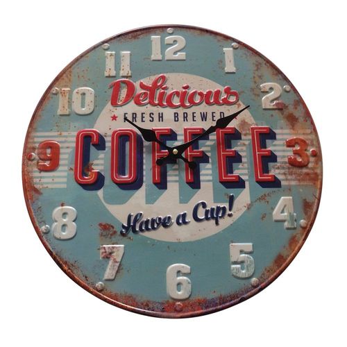 Relógio de Parede Decorativo Bottle Cap Delicious Coffee BTC - 40 Cm