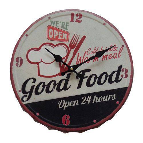 Relógio de Parede Decorativo Bottle Cap Good Food BTC - 31 Cm
