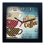 Relógio De Parede Decorativo Caixa Alta Tema Café 28x28