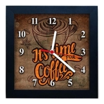 Relógio De Parede Decorativo Caixa Alta Tema Café 28x28