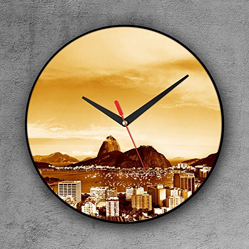 Relógio de Parede Decorativo, Criativo e Descolado | Vista do Pão de Açúcar no Rio de Janeiro, RJ