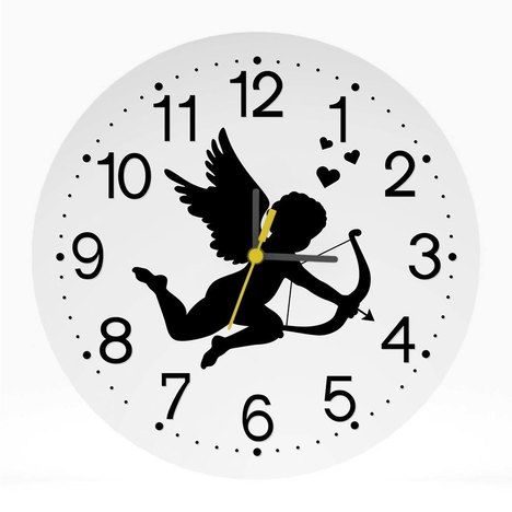 Relógio de Parede Decorativo Cupido Coração 25X25 Quarto