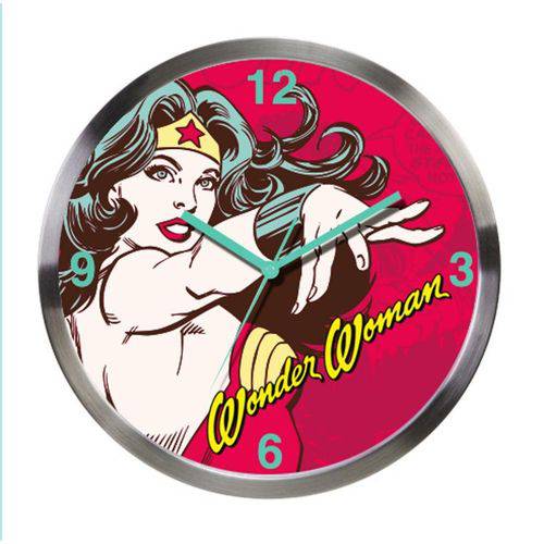 Relógio de Parede Decorativo de Metal Dc Comics Wonder Woman - 30 Cm