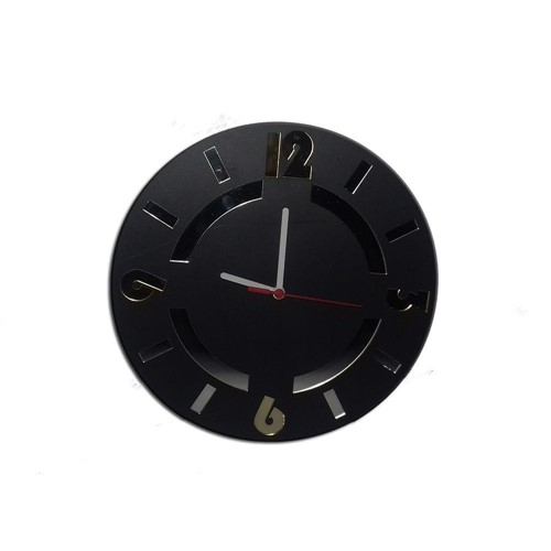 Relógio de Parede Decorativo em Madeira MDF Laminado e Detalhes em Espelhos Decoramix