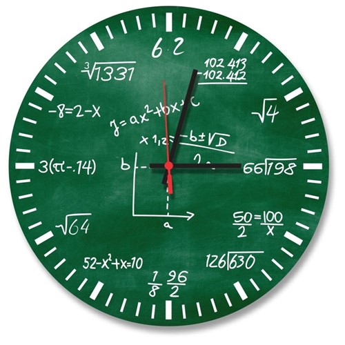 Relógio de Parede Decorativo Equações Matemáticas Verde 35cm Médio