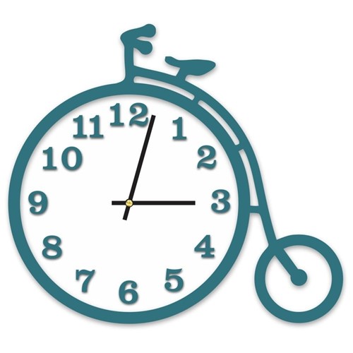 Relógio de Parede Decorativo Escultura Bicicleta Ágata com Detalhe Branco 36x40cm Grande