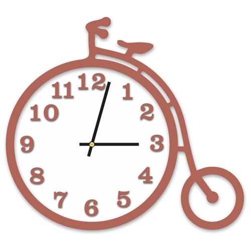 Relógio de Parede Decorativo Escultura Bicicleta Cobre Metalizado com Detalhe Branco 36x40cm Grande