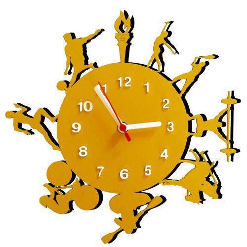 Relógio de Parede Decorativo Esportes Olímpicos Amarelo