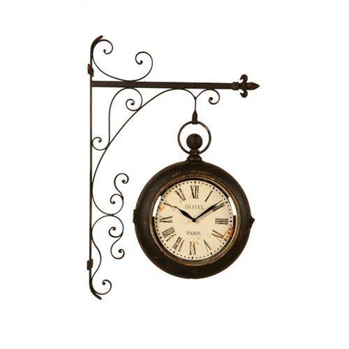 Relógio de Parede Decorativo Estação Paris de Metal Envelhecido