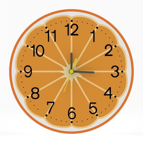 Relógio de Parede Decorativo Fruta Laranja 25X25 Moderno