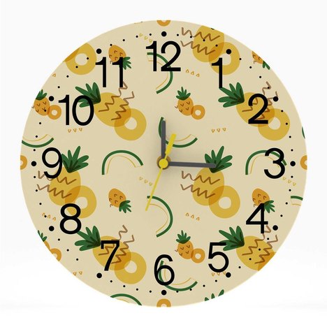 Relógio de Parede Decorativo Frutas Abacaxi 25X25 Moderno