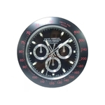 Relógio De Parede Decorativo Grande Sem Barulho Inox Daytona - Preto/Vermelho
