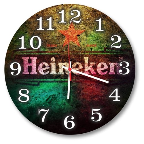 Relógio de Parede Decorativo Heineken Beer Colorido 35cm Médio