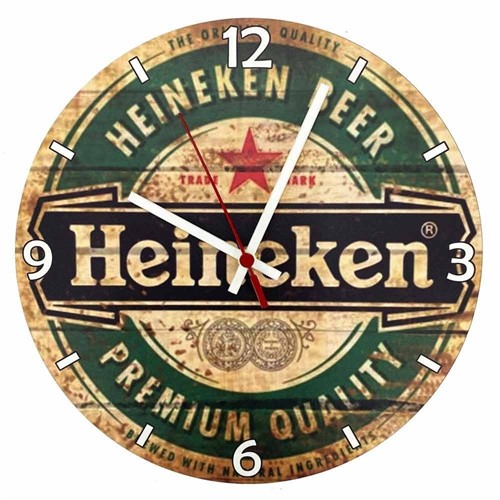 Relógio de Parede Decorativo Heineken Beer Único